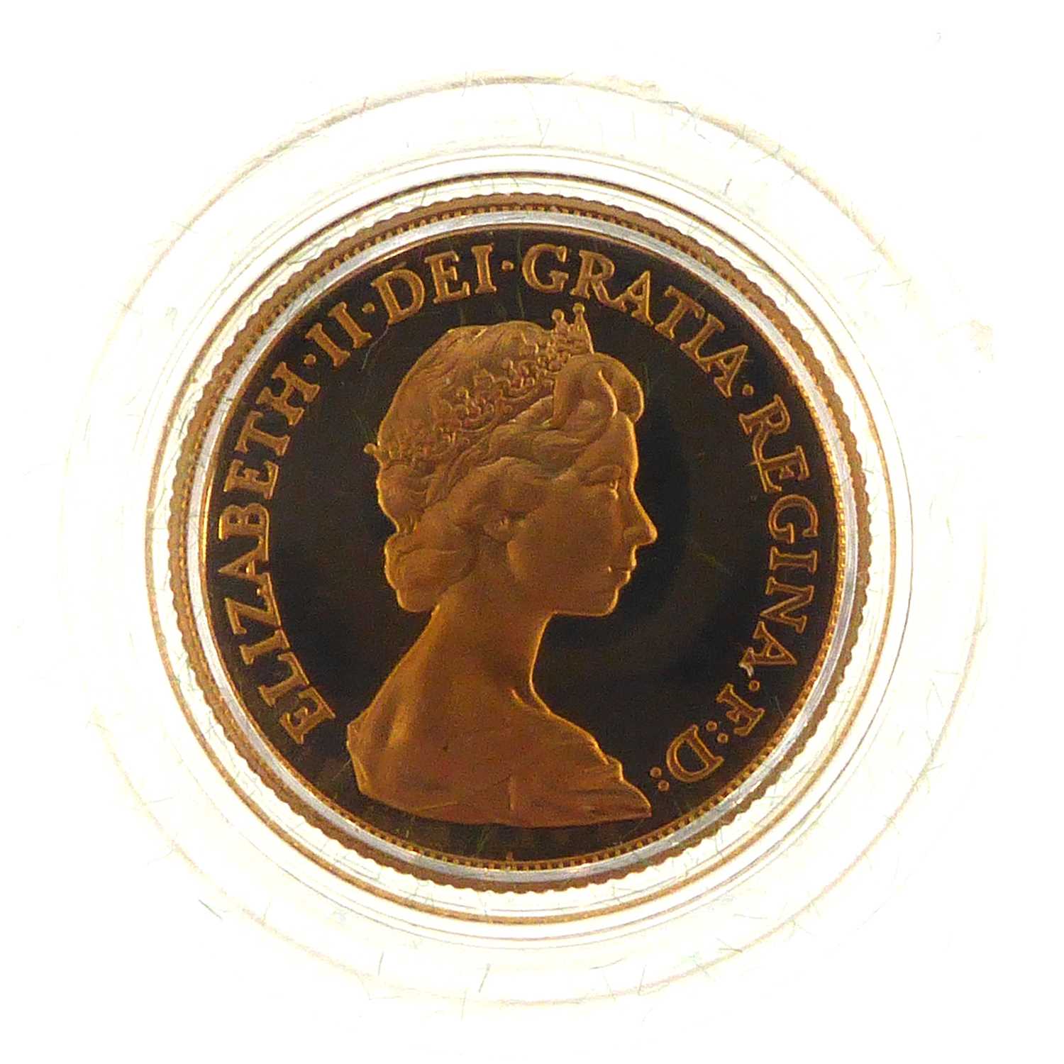 An Elizabeth II 1980 sovereign, George & Dragon, proof, encapsulated with certificate of - Image 2 of 2