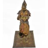 FRANZ XAVIER BERGMANN; an Austrian cold painted bronze figure of a Middle Eastern lady serving