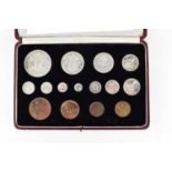 A George VI silver and bronze fifteen-coin specimen Coronation proof set, 1937, crown to farthing,