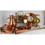 A 19th century Arts and Crafts style copper vessel with brass finial, height 34cm, an Arts and