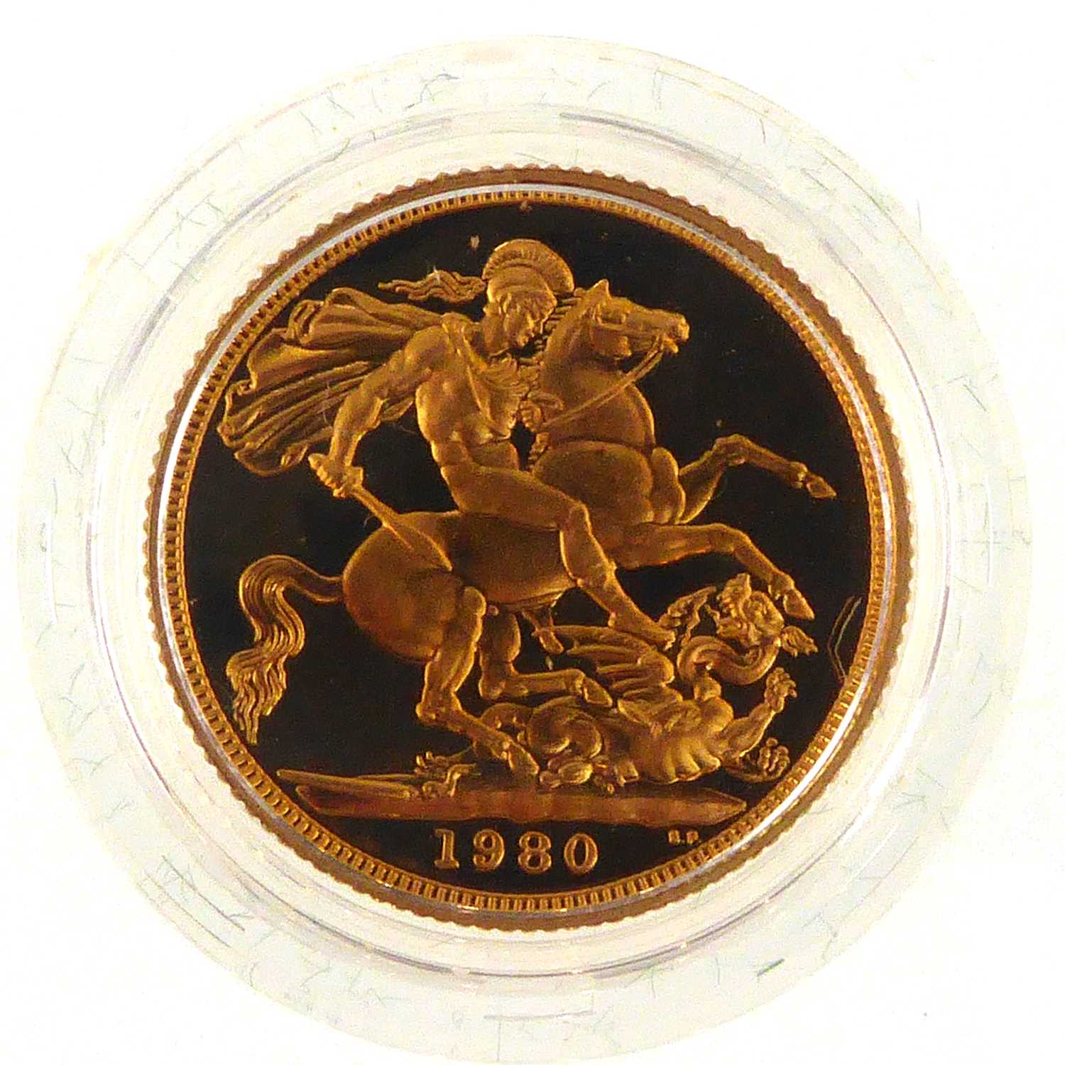 An Elizabeth II 1980 sovereign, George & Dragon, proof, encapsulated with certificate of