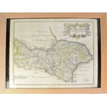 ROBERT MORDEN; a hand coloured engraved map of the North Riding of Yorkshire, 36 x 42.5cm, framed