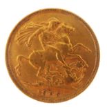 An Edward VII 1905 sovereign, George & Dragon, Melbourn Mint.