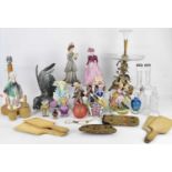 A collectors' lot to include a 19th century epergne and stand the centred glass trumpet vase in