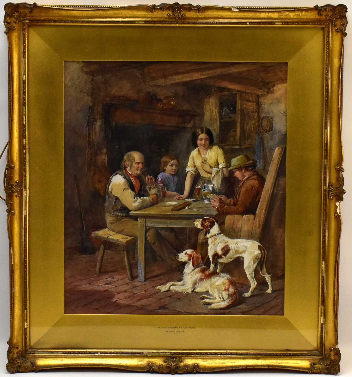 JAMES HARDY JR. (British, 1832-1889); watercolour, 'The Gamekeeper's Cottage', depicting people