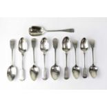 Ten various hallmarked silver spoons, comprising nine teaspoons, and one other, various makers and