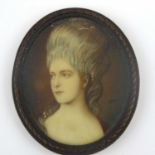 STELLER; oil on ivory, a 19th century oval hand painted portrait miniature, head and shoulders of