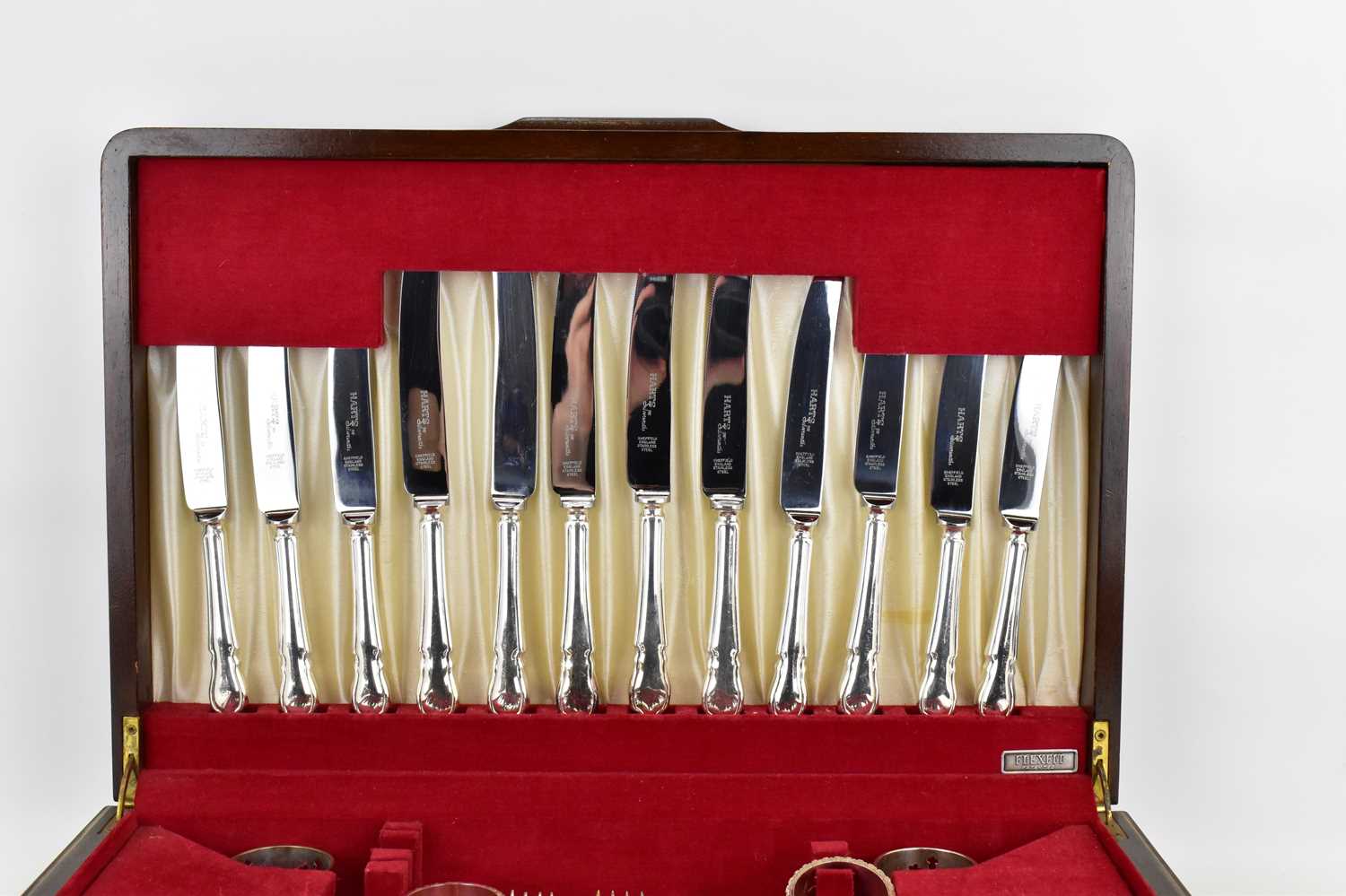 FLEXFIT; a fifty-eight piece silver plated cutlery set in a wooden case, together with four silver - Image 3 of 5