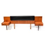 IB KOFOD LARSEN FOR G-PLAN; a 1960s teak upholstered headboard with integral single-drawer bedside