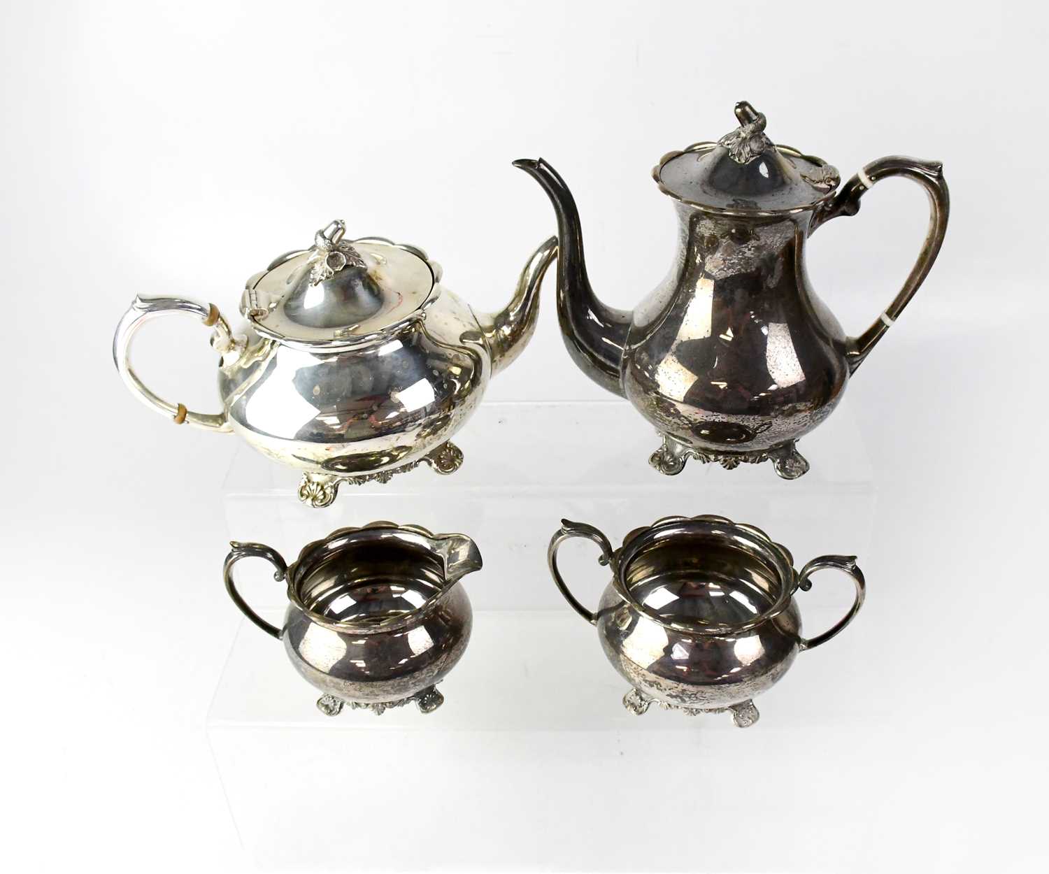 An Elizabeth II hallmarked silver four-piece tea service, Cooper Bros & Son Ltd, London 1963,