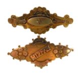 A 9ct gold 'Mizpah' brooch and one other 9ct gold brooch, length of each approx. 5cm, combined