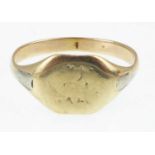 A vintage yellow gold signet ring with faded initials to the table, size X, approx. 3g.Condition