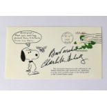 CHARLES M SCHULTZ; a first day cover bearing the cartoonist's signature.Condition Report: We have