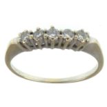 A white gold five-stone diamond ring, each claw set brilliant cut diamond approx. 0.04ct (total