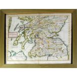 ANDREW JOHNSTON; 'A New Map of the South Part of Scotland', hand coloured engraved map, 35 x 45cm,