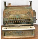 An early 20th century brass National cash register, 43 x 43 x 40cm.Condition Report: In need of