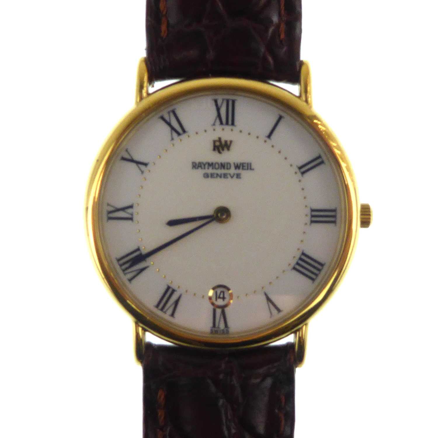 RAYMOND WEIL; a gentlemen's Genève wristwatch, the white enamelled dial set with Roman numerals - Image 2 of 4