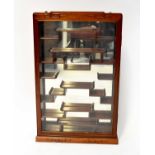 A Chinese collectors'/bijouterie wall-hanging cabinet, glazed with pagoda-topped shaped shelves,