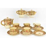 A fourteen-piece Japanese Satsuma tea service, possibly 19th century, comprising six saucers, five