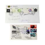 NOBEL PRIZE; two first day covers bearing the signatures of Nobel Laureates Harold Pinter, Doris