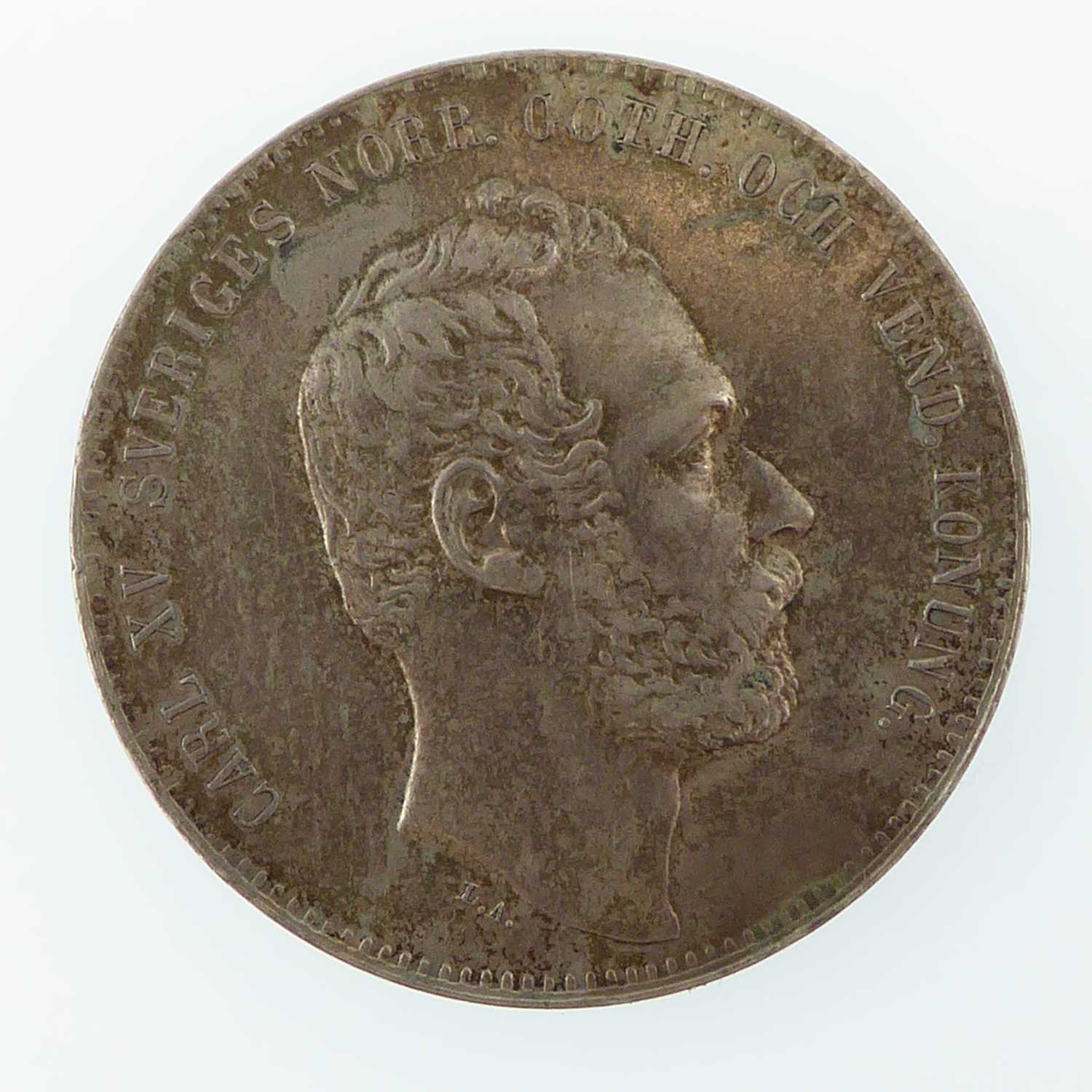 SWEDEN; a Carl XV, four riksdaler riksmynt 1863 silver coin.Condition Report: Slightly pitted, - Image 2 of 3