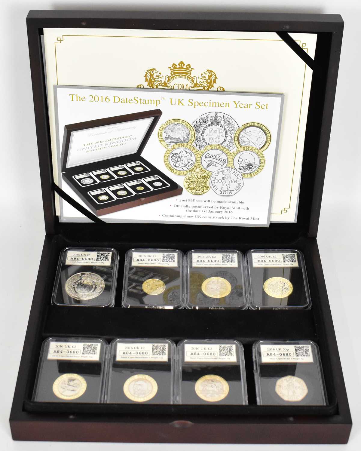 CPM (COIN PORTFOLIO MANAGEMENT); the 2016 Date Stamp United Kingdom Specimen Set comprising eight