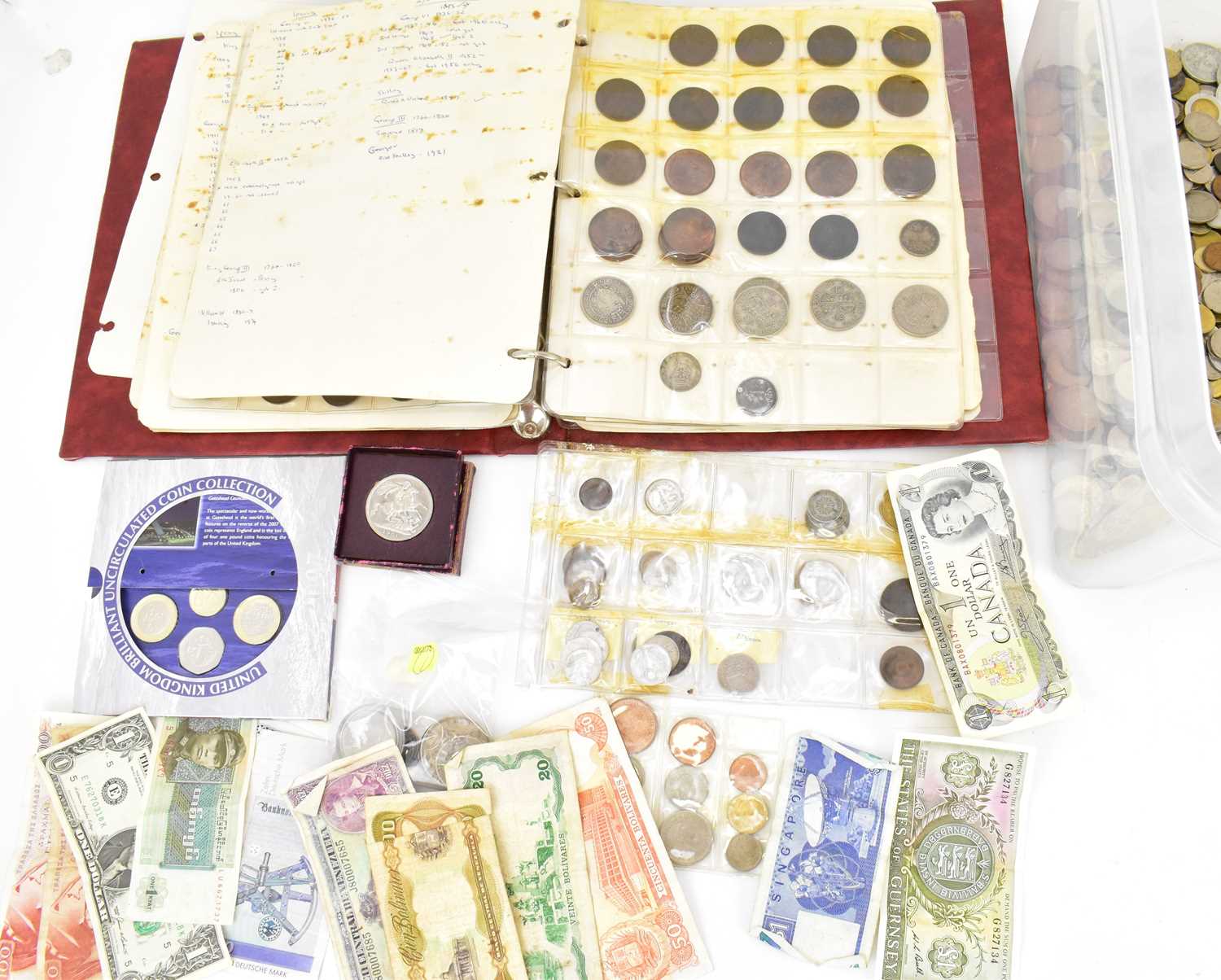 Various mixed British and world coins, to include an Anne silver shilling 1709, Victorian - Image 3 of 4