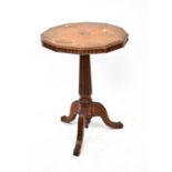 A 20th century mahogany inlaid occasional table to fluted baluster and tripartite support, 73 x