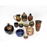 A group of mainly mid-20th century studio pottery and ceramics, to include a large baluster vase