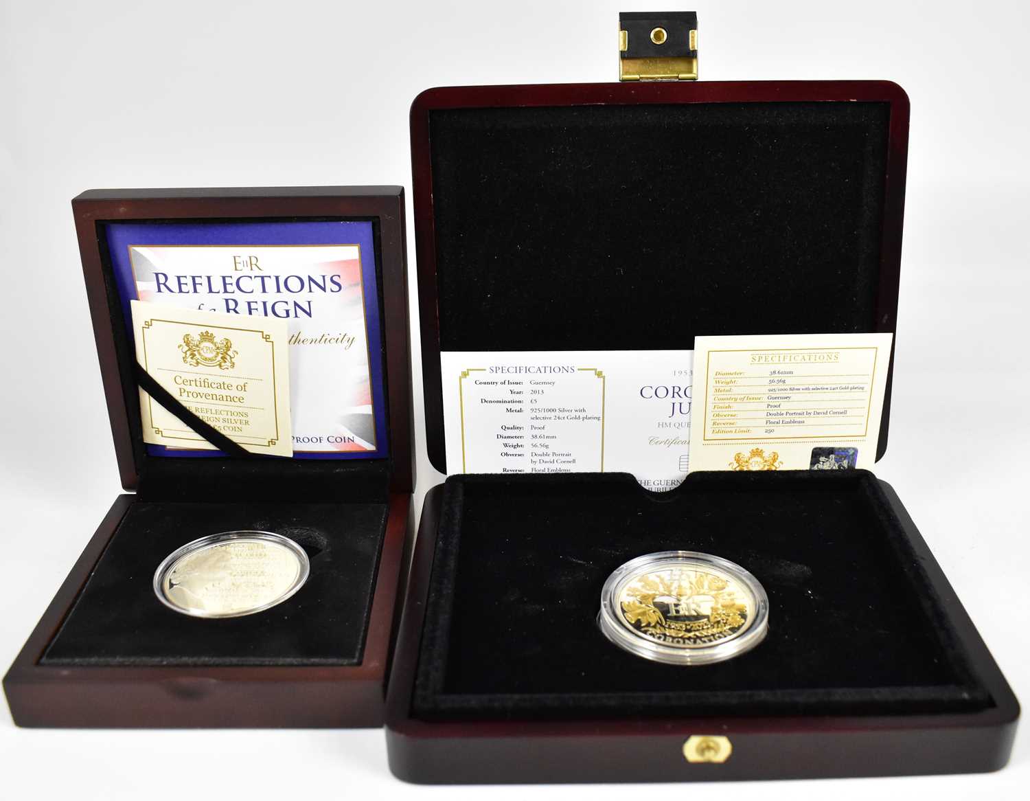 CPM (COIN PORTFOLIO MANAGEMENT); a 2013 Guernsey Coronation Jubilee £5 silver Piedfort encapsulated,