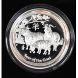 PERTH MINT, AUSTRALIA; an Australian Lunar Silver Coin Series 2 Year of the Goat 2015, 1oz silver