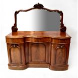 A Victorian mahogany serpentine-fronted mirror back chiffonier sideboard, on plinth base, 179 x