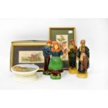 Four early 19th century Majolica figures comprising two Eastern gentlemen, triangular marks to base,