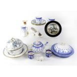 WORCESTER GRAINGER; a quantity of blue and white teaware to include teapot, cups, saucers and a