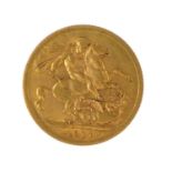 A George V full sovereign, 1911, George and Dragon, London Mint.