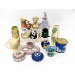 A group of mid-20th century ceramics to include a 1950s Beswick slender vase, a coffee pot, Wedgwood