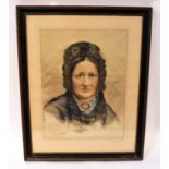 UNATTRIBUTED (British, 19th century); watercolour, head and shoulders portrait of an old lady in