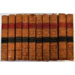 Ten volumes comprising T. Smollett 'The History of England from the Revolution to the Death of