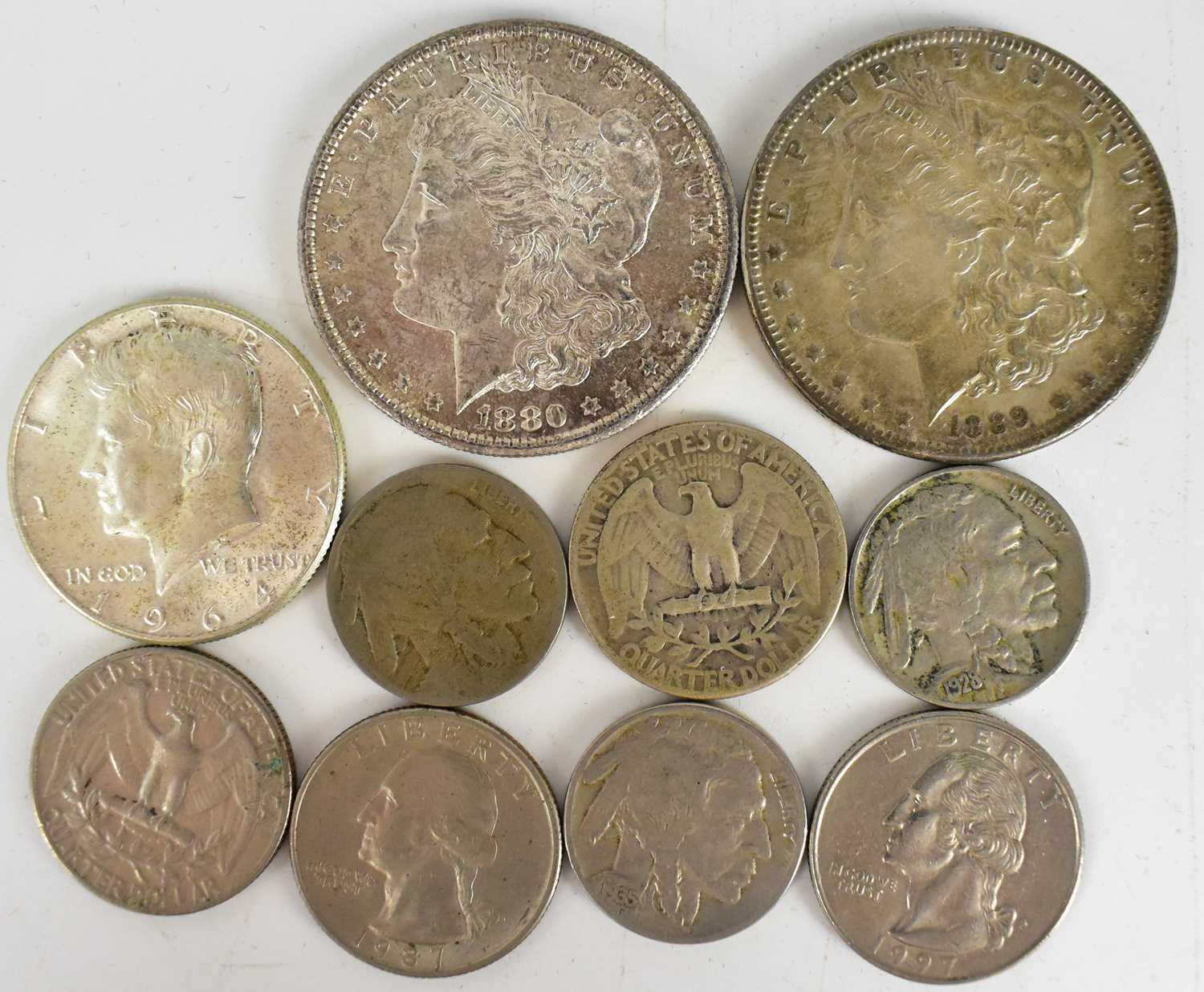 Various American silver and other coins to include two Morgan silver dollars 1880, San Francisco - Image 2 of 2