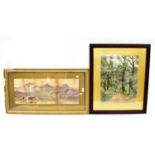 Eight early/mid-20th century watercolours, mainly country scenic views, signed, indistinctly