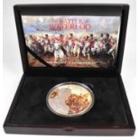 The Battle of Waterloo silver 5oz proof coin, 2015, £10, proof with lithograph printed detail,
