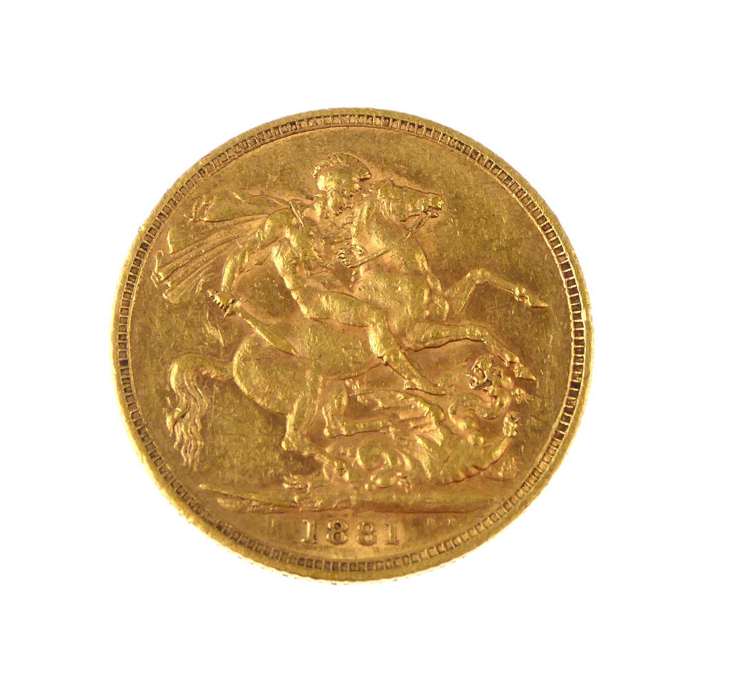 A Victorian full sovereign, 1881, young head, George and Dragon, Melbourne Mint.