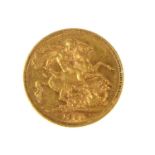 A Victorian full sovereign, 1881, young head, George and Dragon, Melbourne Mint.