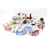 A quantity of mainly early 20th century ceramics to include decorative vase, water pots, tankard,