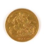 An Edward VII 1905 full sovereign, George and Dragon, London Mint.