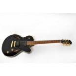 YAMAHA; a semi-hollow electric guitar.