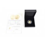 LONDON MINT; the 2014 Isle of Man 30th Anniversary 1/10oz gold angel coin, encapsulated, with