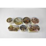 Five 19th century Pratt Ware ceramic boxes to include 'A Letter from the Diggings', 'The Residence