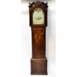 A 19th century mahogany eight-day longcase clock, the painted dial with moon phase and secondary