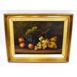 EDWIN STEELE (1837-1898); oil on card, still life of fruit, signed lower right, 28 x 40cm, framed.